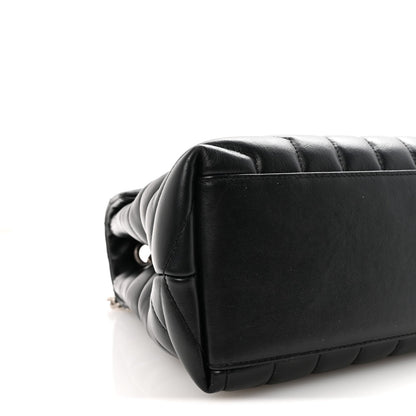 Calfskin Y Quilted Monogram Medium Loulou Chain Satchel Black