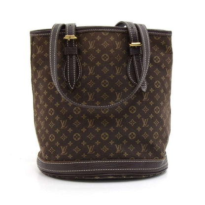 Louis Vuitto Bucket PM Mini Lin Monogram Ebène Canvas Shoulder Bag with Pouch