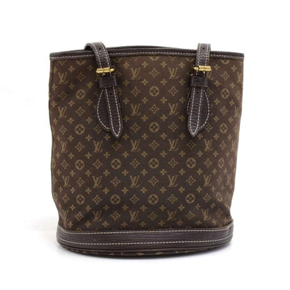 Louis Vuitto Bucket PM Mini Lin Monogram Ebène Canvas Shoulder Bag with Pouch