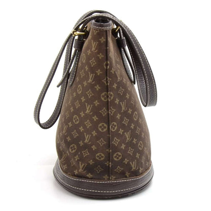 Louis Vuitto Bucket PM Mini Lin Monogram Ebène Canvas Shoulder Bag with Pouch