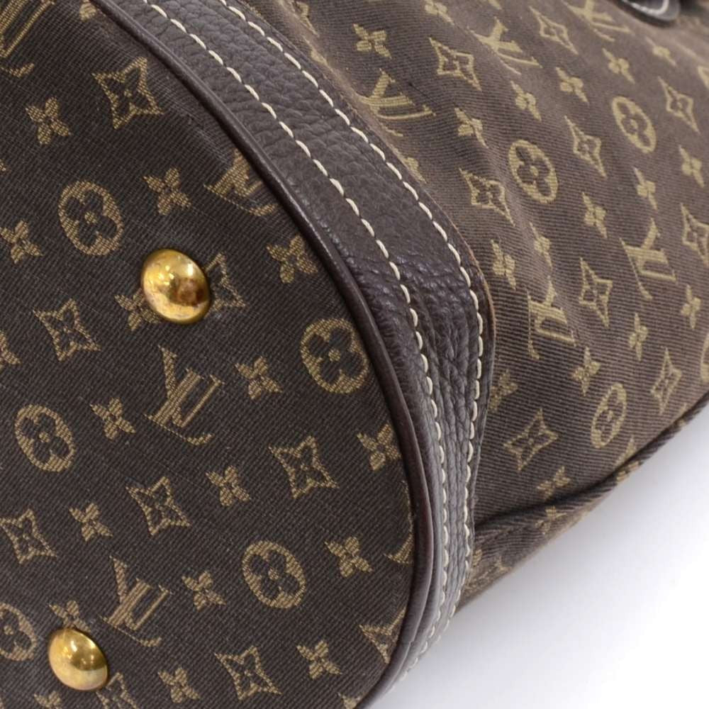 Louis Vuitto Bucket PM Mini Lin Monogram Ebène Canvas Shoulder Bag with Pouch