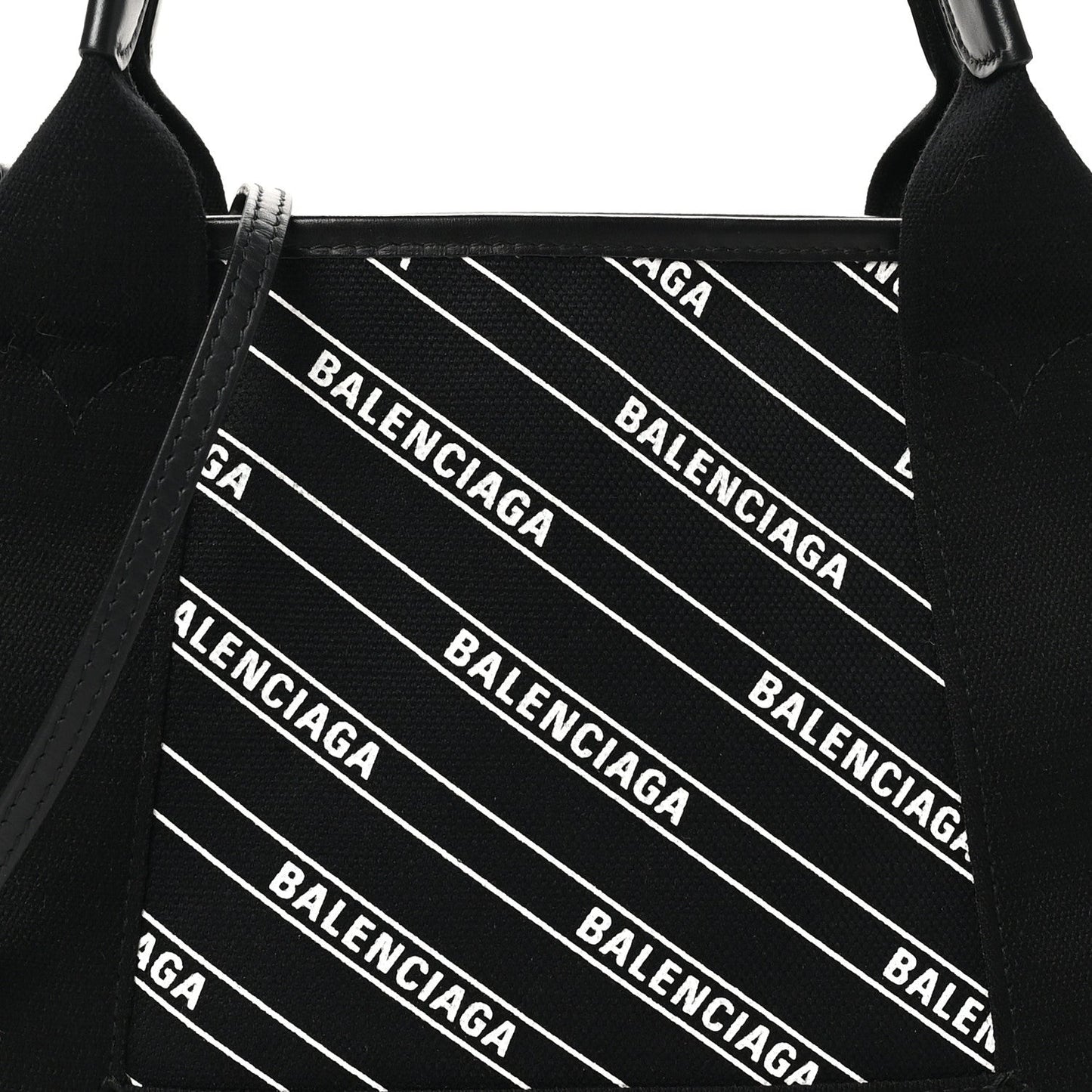 Cotton Canvas Calfskin Logo Print Navy Cabas XS Black White