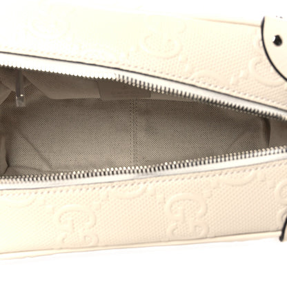 Calfskin GG Tennis Embossed Square Messenger Bag Mystic White