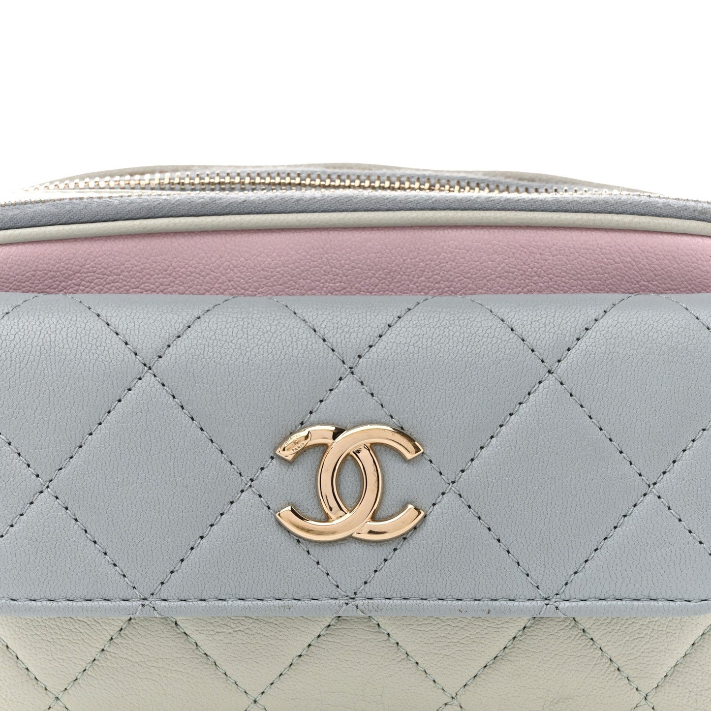 Goatskin Quilted Waist Bag Green Blue Pink