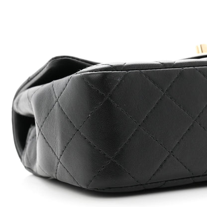 Lambskin Quilted Mini Rectangular Flap Black