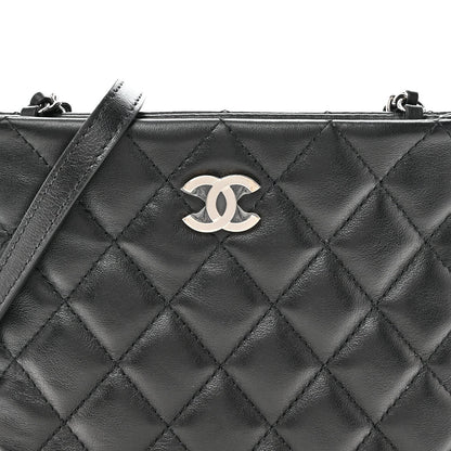 Lambskin Quilted Uniform Crossbody Bag Black