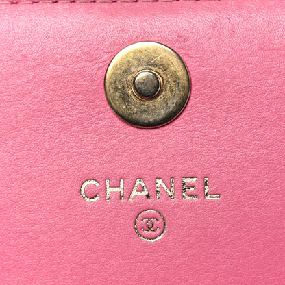 Lambskin Quilted Boy Square Wallet on Chain WOC Pink