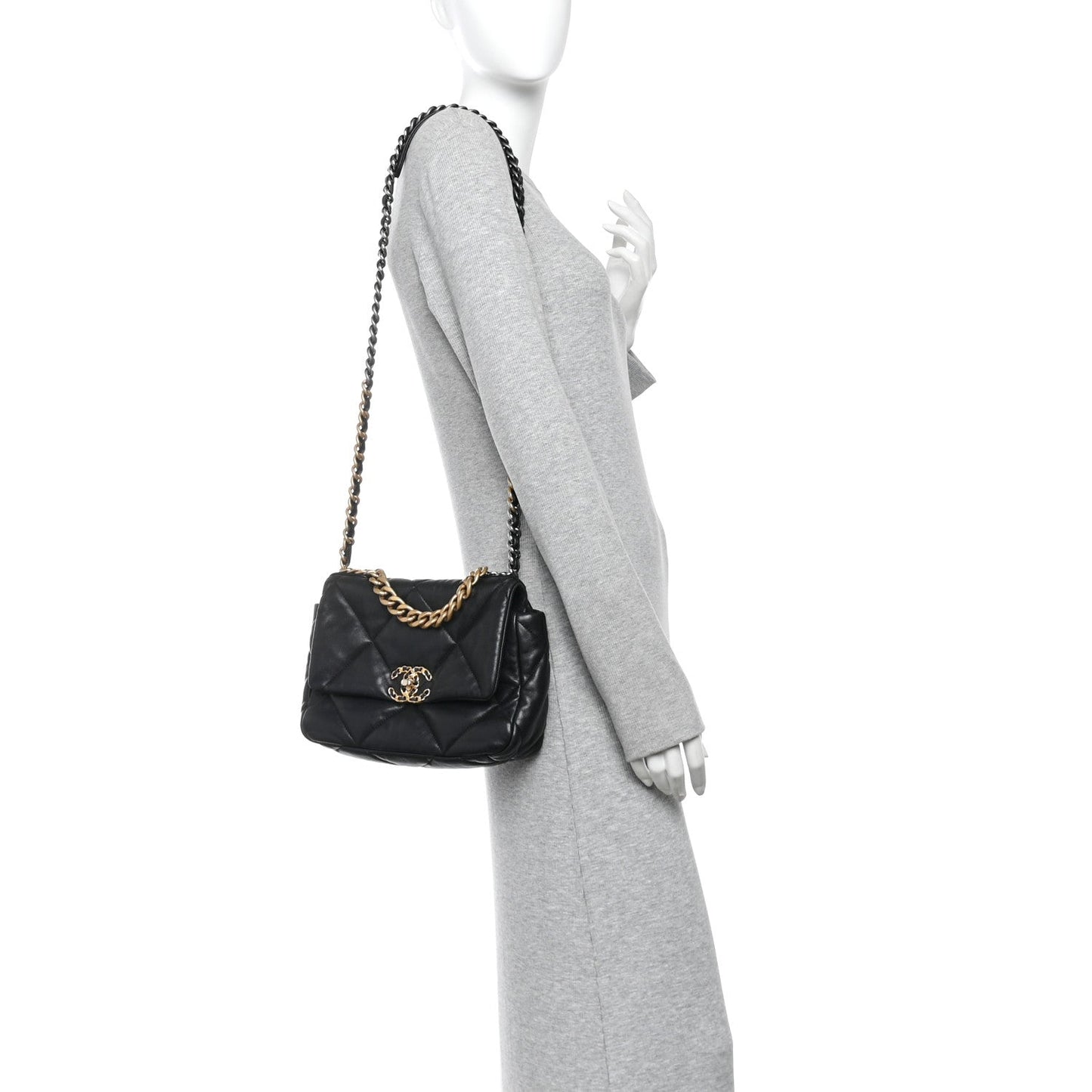 Lambskin Quilted Medium Chanel 19 Flap Black