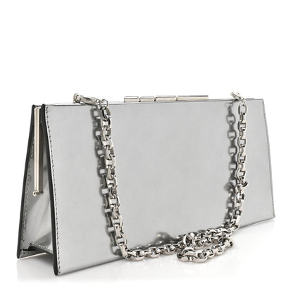 Metallic Calfskin Clutch Silver