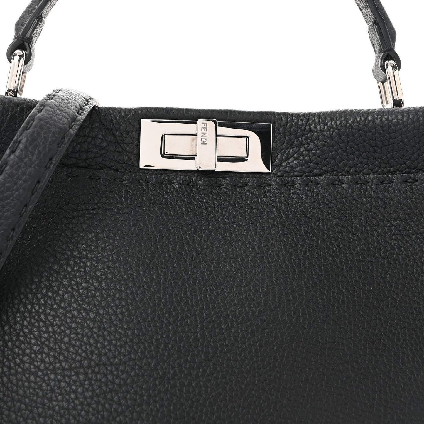 Cuoio Romano Selleria Bi-Color Large Peekaboo Iconic Satchel Black Mou