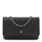 Caviar Quilted Wallet on Chain WOC Black