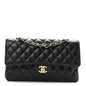 Caviar Quilted Medium Double Flap Black