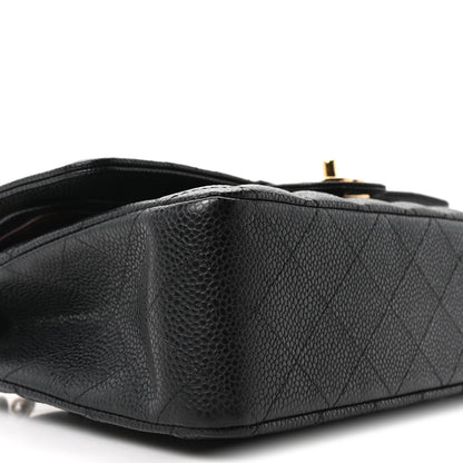 Caviar Quilted Medium Double Flap Black