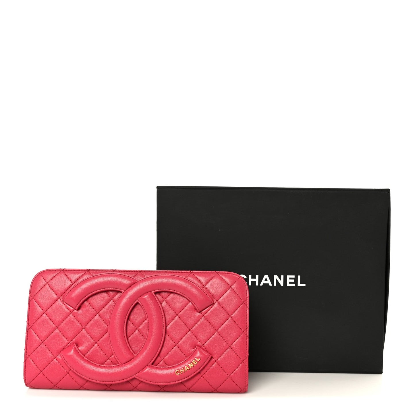 Lambskin Quilted Coco Midnight Clutch Dark Pink