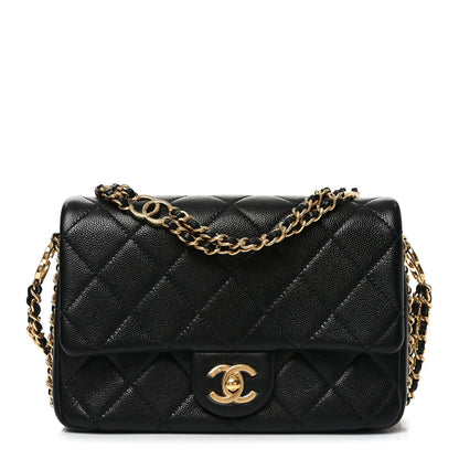 Caviar Quilted Mini CC You Flap Black