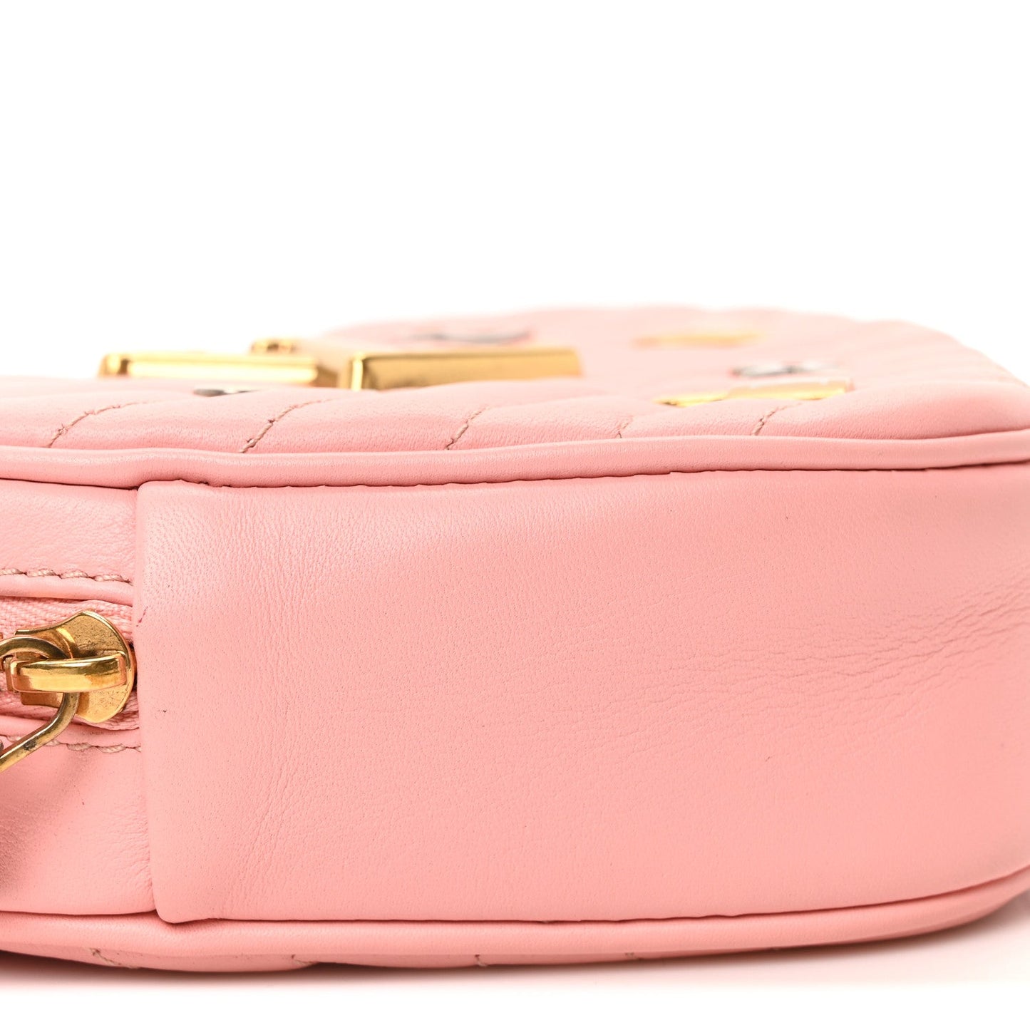 Calfskin Embellished New Wave Love Lock Heart Bag Rose Pomettes