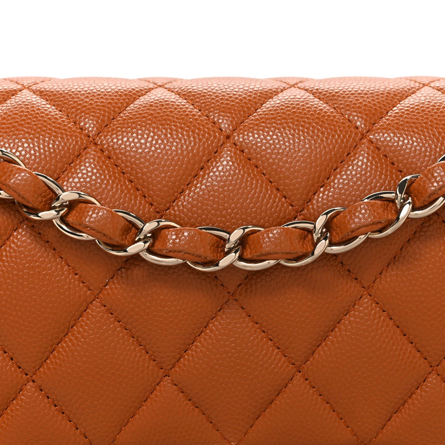 Caviar Quilted Small Double Flap Light Brown