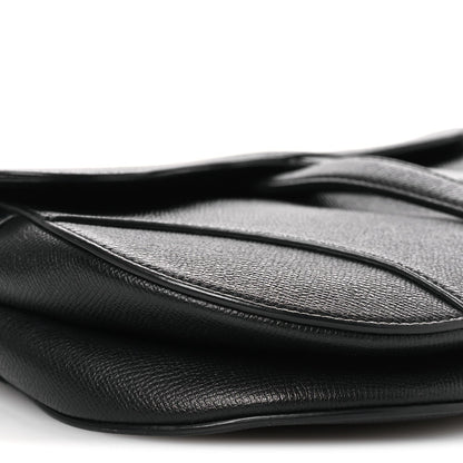 Grained Calfskin Saddle Bag Black