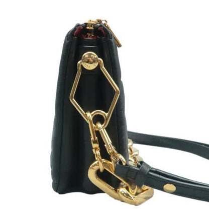 LOUIS VUITTON Coussin BB Monogram Embossed Leather Shoulder Bag Black