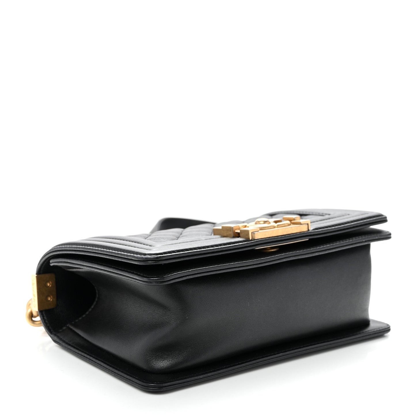 Calfskin Quilted Small Boy Flap Black