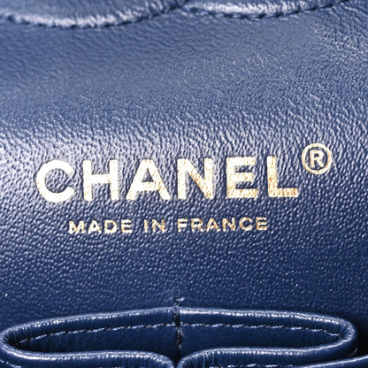 Caviar Quilted Medium Double Flap Navy