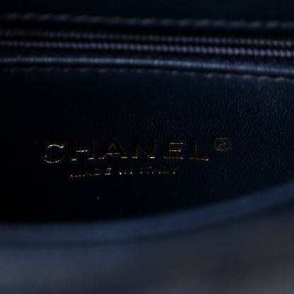 Caviar Quilted Lizard Embossed Mini Coco Handle Flap Navy Blue