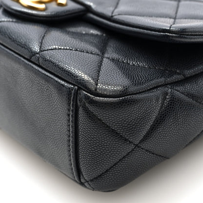 Caviar Quilted Small Twist Your Buttons Flap Black