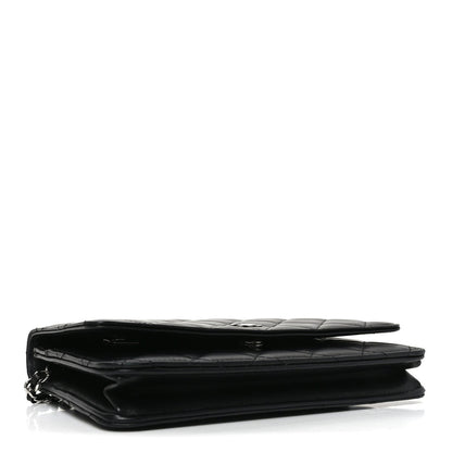 Lambskin Quilted Wallet On Chain WOC Black