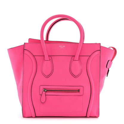 Drummed Calfskin Mini Luggage Fluo Pink