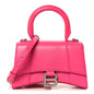 Shiny Box Calfskin Hourglass Top Handle Bag XS Acid Fuchsia