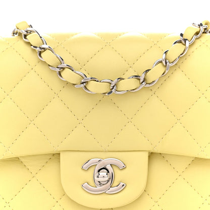 Lambskin Quilted Mini Square Flap Yellow