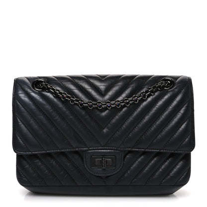 Sheepskin Chevron Quilted 2.55 Reissue 225 Double Flap So Black