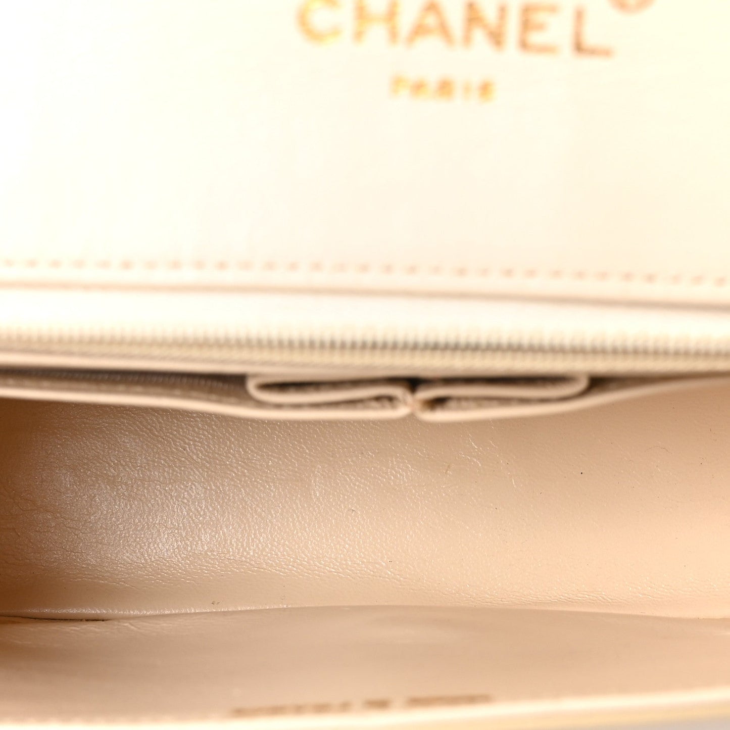 Lambskin Quilted Small Single Flap Beige