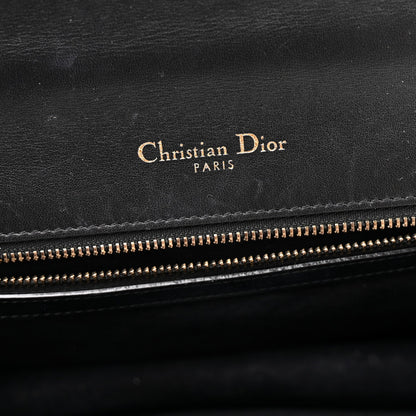 Lambskin Studded Medium Diorama Flap Bag Black