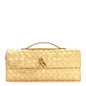 Metallic Satin Lambskin Intrecciato Long Andiamo Top Handle Clutch Gold