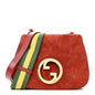 Suede Talco Roxy Calfskin Web Medium Blondie Shoulder Flap Bag Blondie Red
