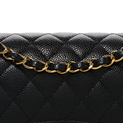 Caviar Quilted Small Double Flap Black