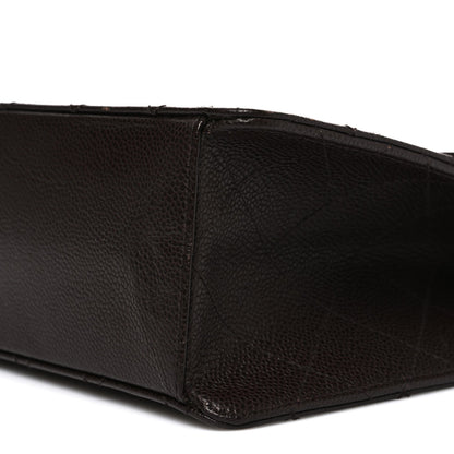 Caviar Stitch Jumbo Single Flap Brown