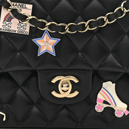 Lambskin Quilted Medium Hollywood Charms Double Flap Black