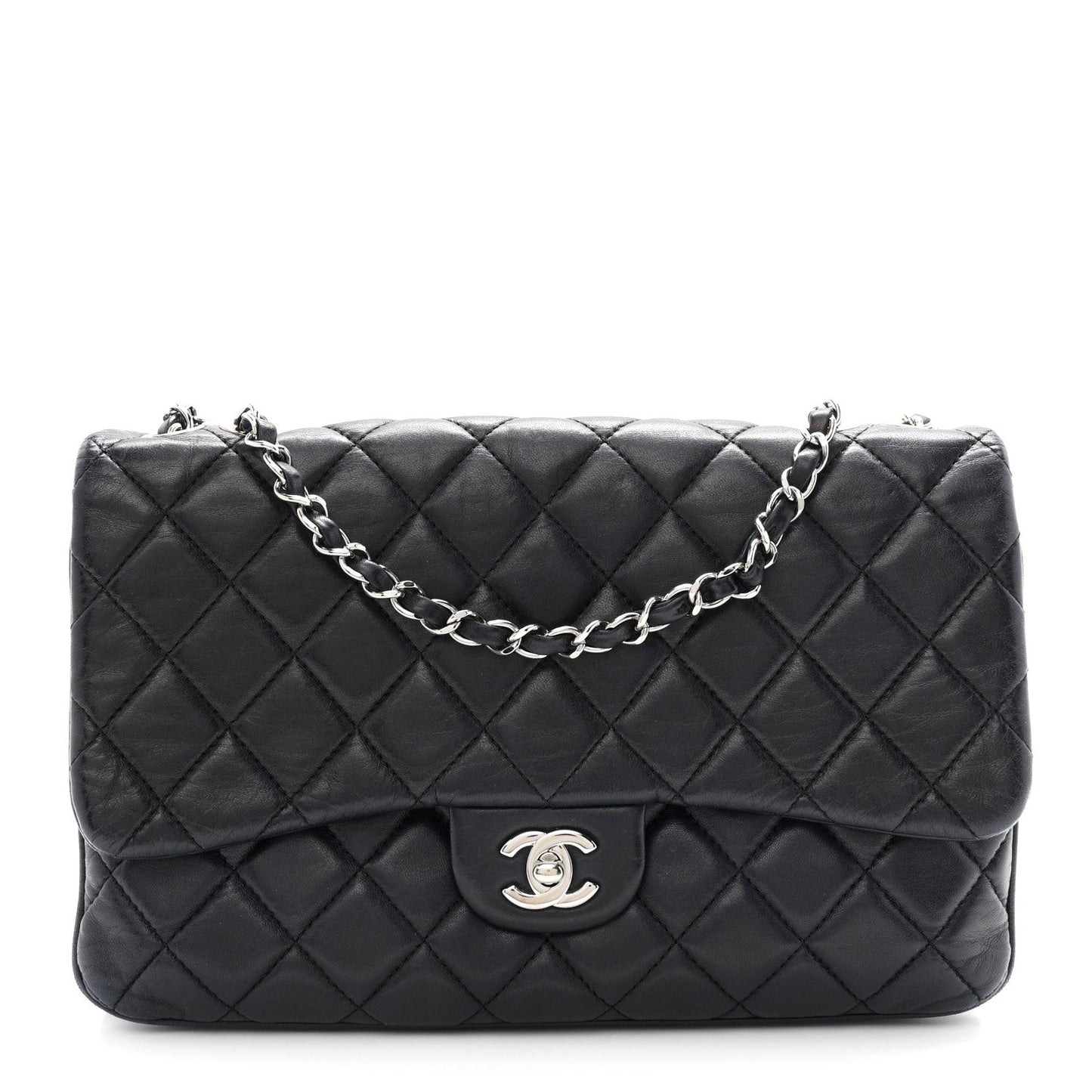 Lambskin Quilted Jumbo Chanel 3 Flap Navy