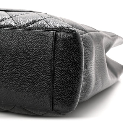 Caviar Quilted Petit Shopping Tote PST Black