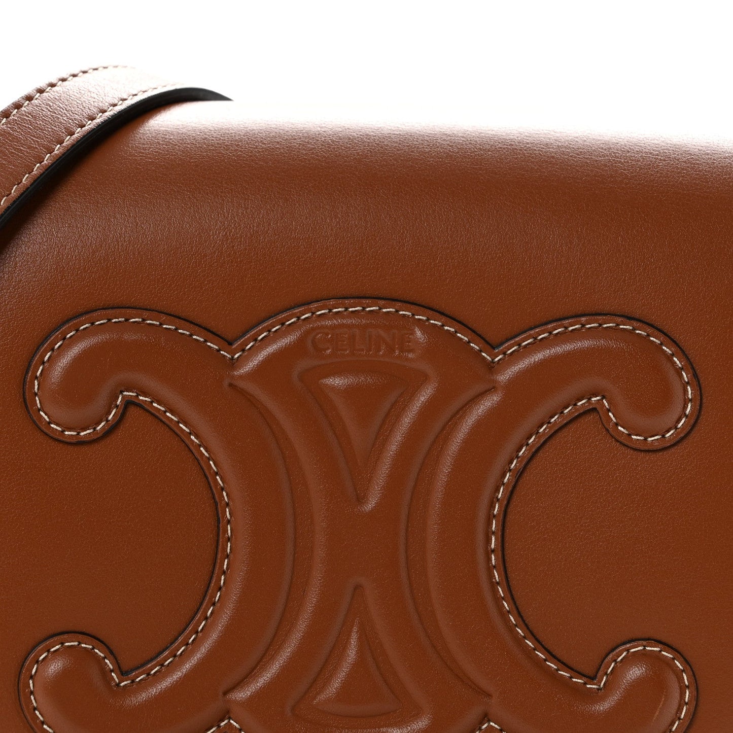 Smooth Calfskin Cuir Triomphe Folco Crossbody Bag Tan
