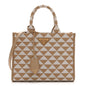 Jacquard Saffiano Triangolo Symbole Embroidered Small Tote Corda Talco