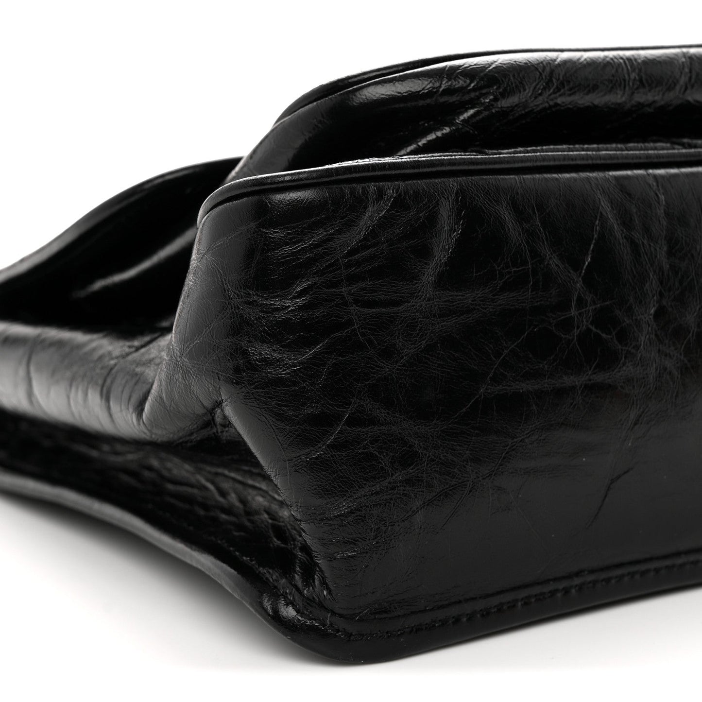 Crinkled Calfskin Matelasse Monogram Medium Niki Chain Satchel Black