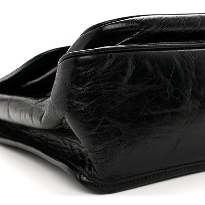 Crinkled Calfskin Matelasse Monogram Medium Niki Chain Satchel Black
