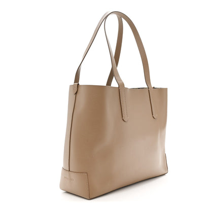 Calfskin TB Motif Embossed Medium Tote Camel