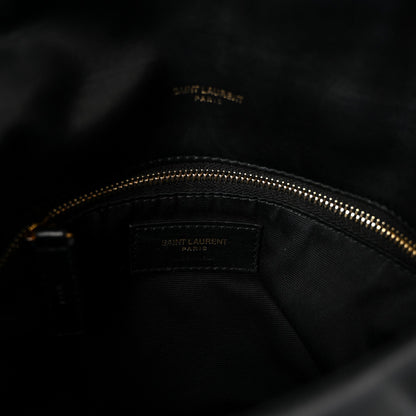 Lambskin Quilted Small Loulou Puffer Monogram Chain Satchel Black
