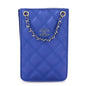 Calfskin Quilted Crossbody CC Phone Holder Dark Blue