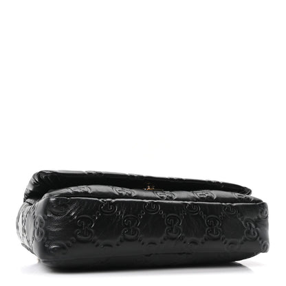 Lambskin Embossed Mini GG Milano Top Handle Shoulder Bag Black