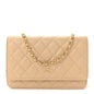 Caviar Quilted Wallet on Chain WOC Beige